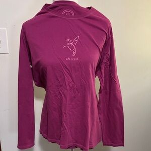 Life Is Good Women's Long-Sleeve Tee in Raspberry Pink